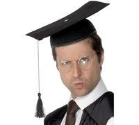 Smiffy's Deluxe Mortar Felt Board Hat with Tassel - Black