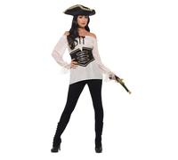 SMIFFYS Camicia da pirata Deluxe, da donna, Avorio, con allacciatura per stringere sui fianchi Halloween