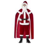 Costume Di Babbo Natale In Peluche Cremisi Deluxe Con Mantello Per Natale