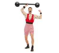 Deluxe Strongman Costume Circo Vestito Buff Bodybuilder Forza Umorismo