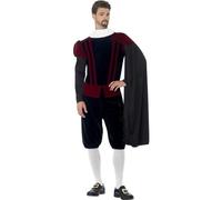 Smiffys Costume Deluxe Lord Tudor, Top, Pantaloni, Mantello e Gorgiera