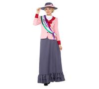 Smiffys Deluxe Victorian Suffragette Costume, Grey & Pink (Size M)