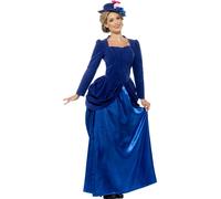 SMIFFYS Costume Deluxe Donna Sexy Vittoriana, Blu, con Top, Gonna e Cappello