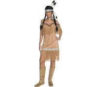 Smiffys DeluxeNative American Inspired Lady Costume, Beige (Size L)
