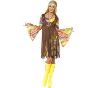 Smiffys Donna alla moda anni '60, con vestito, panciotto stampato e fascia Halloween, Carnevale