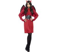 Donna Economy Devil Costume Halloween con Vestito Ali Cintura Corna