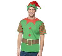 Uomo Elfo di Natale Verde Festive Natività Divertente Cervo Do Cappello T-Shirt