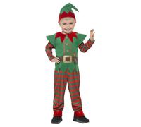 SMIFFYS Costume da Elfo per neonato, Rosso e verde, con tuta e cappello Halloween