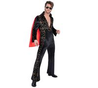 Smiffys Elvis Black Rhinestone Costume for Men, Official Licensed Rock &Roll Out