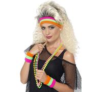 Smiffys Fasce Per Sudore Neon 1980s Disco Retro Carnevale Festa Multi Nylon