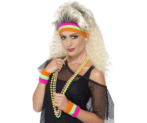 Smiffys Fasce Per Sudore Neon 1980s Disco Retro Carnevale Festa Multi Nylon