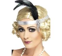 Argento Satinato Charleston Fascia Donna Maschietta 1920s Accessorio Vestito