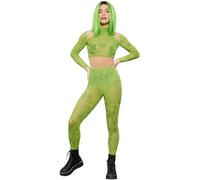 SMIFFYS Fever Cannabis Sheer Crop Top & Leggings Top e leggings con cannabis velato Donna