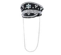 Smiffys Fever Deluxe Sequin Studded Captains Hat, Black