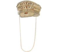Smiffys Cappello da capitano Fever deluxe borchiato con paillettes, dorato, con catena Halloween