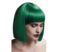 Smiffys Collezione Fever Parrucca Lola, verde, Taglio a caschetto corto con frangetta, 30cm / 12in Halloween, Carnevale