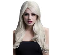 Smiffys Collezione Fever Parrucca Nicole, biondo, capelli mossi morbidi con riga nel mezzo, 66cm / 26in Halloween