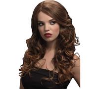Smiffys Parrucca Fever Nicole, Castano Chiaro, leggermente ondulato con riga laterale, 26inch/66cm