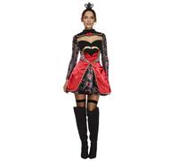 Smiffys Fever Queen Of Hearts Costume, Black (Size L)