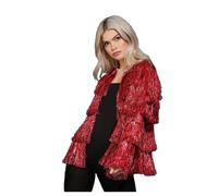 Donna Rosso Natale Funky Decorazione Festival Rave Scintillante Alla Moda Giacca