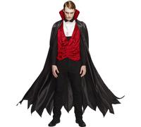 Uomo Fever Vampiro Costume Con Foulard Pezzi Dracula Gotico Halloween