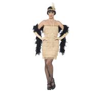 SMIFFYS Costume Flapper, Dorato, Abito corto, fascia per capelli e guanti Halloween, Carnevale