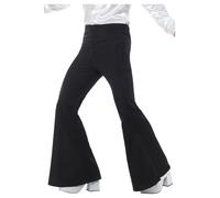 Smiffys Pantaloni Uomo a zampa d'elefante Nero L (Vita 91-97 cm, Interno gamba 84 cm)