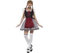 Smiffys Costume Fräulein maliziosa bavarese, Nero, con abito corto, corpetto in ecopelle scamosciata, top e grembiule Halloween, Carnevale