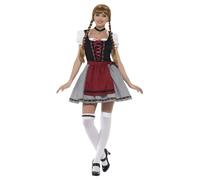 SMIFFYS Costume Fräulein maliziosa bavarese, Nero, con abito corto, corpetto in ecopelle scamosciata, top e grembiule Halloween