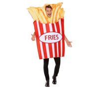 Smiffys Costume da patatine fritte, Rosso e bianco, Tuta intera