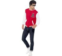 Smiffys 50s College Jock Letterman Jacket, Red (Size M)
