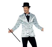 SMIFFYS Giacca con paillette, argento, da uomo Halloween, Carnevale
