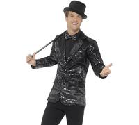 Smiffys Sequin Jacket, Mens, Black (Size M)