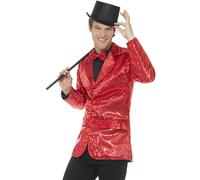 Smiffys Sequin Jacket, Mens, Red (Size L)