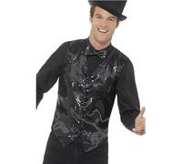 Smiffys Gilet con paillettes, nero Halloween, Carnevale