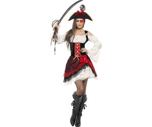 Smiffys Glamorous Lady Pirate Costume, Red (Size L)