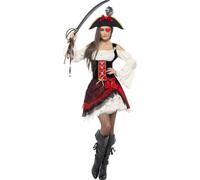 Smiffys Glamorous Lady Pirate Costume, Red (Size S)