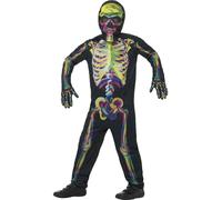 Smiffy's Costume Scheletro che si illumina al buio Multicolore con tuta, maschera e guanti Taglia T