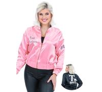 Smiffys Grease - Giacca reversibile da donna e T-Birds da donna, con licenza ufficiale anni '50, accessorio per costume rock n roll per musical, addio al nubilato, Halloween ed eventi retrò, taglia S