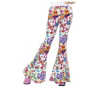 Smiffys Groovy Flared Trousers, Ladies, Multi-Coloured (Size M)
