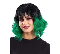 Smiffys Grunge Glam Parrucca Ghost Strega Nero E Verde In Nylon Per Adulti