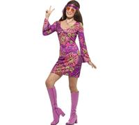 Woodstock Hippy Multicolore Ragazza Vestito Copricapo Medaglione