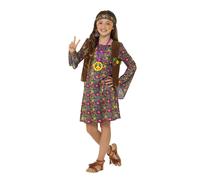 Smiffys Hippie Girl Costume, with Dress, Multi-Coloured (Size S)