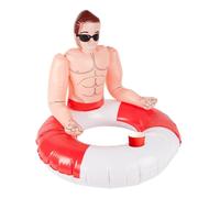 Smiffys Inflatable Lifeguard Hunk Swim Ring, Red & White