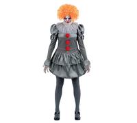 Smiffys IT Chapter Two Pennywise - Costume per adulti, con volant sul collo e collant, colore grigio, licenza ufficiale, ideale per Halloween, addio al celibato e addio al nubilato e giocoso