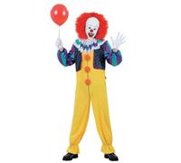 SMIFFYS IT Classic 1990, costume Pennywise, Tuta intera con collo a volant e gilè inseriti