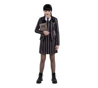 Smiffys Uniforme scolastica gotica, striscia nera, abito scamiciato con finta giacca, camicia e cravatta