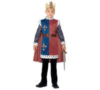 SMIFFYS Costume medievale Re Artù, Rosso, con tunica, mantello e corona