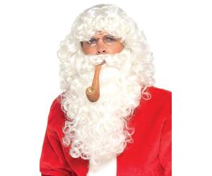 SMIFFYS Kit abito Babbo Natale, Bianco, con parrucca, barba, occhiali e pipa, Deluxe Halloween