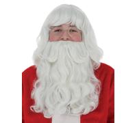 Babbo Natale Spesso Bianco Parrucca+Classico Barba Set Grotto Costume Accessori